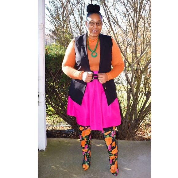 Anne Michelle Floral Thigh High Boots - Picture 3 of 7